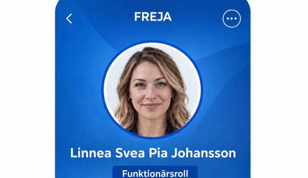 Exempel på digital tjänstelegitimation för Totalförsvarets ID i Freja eID